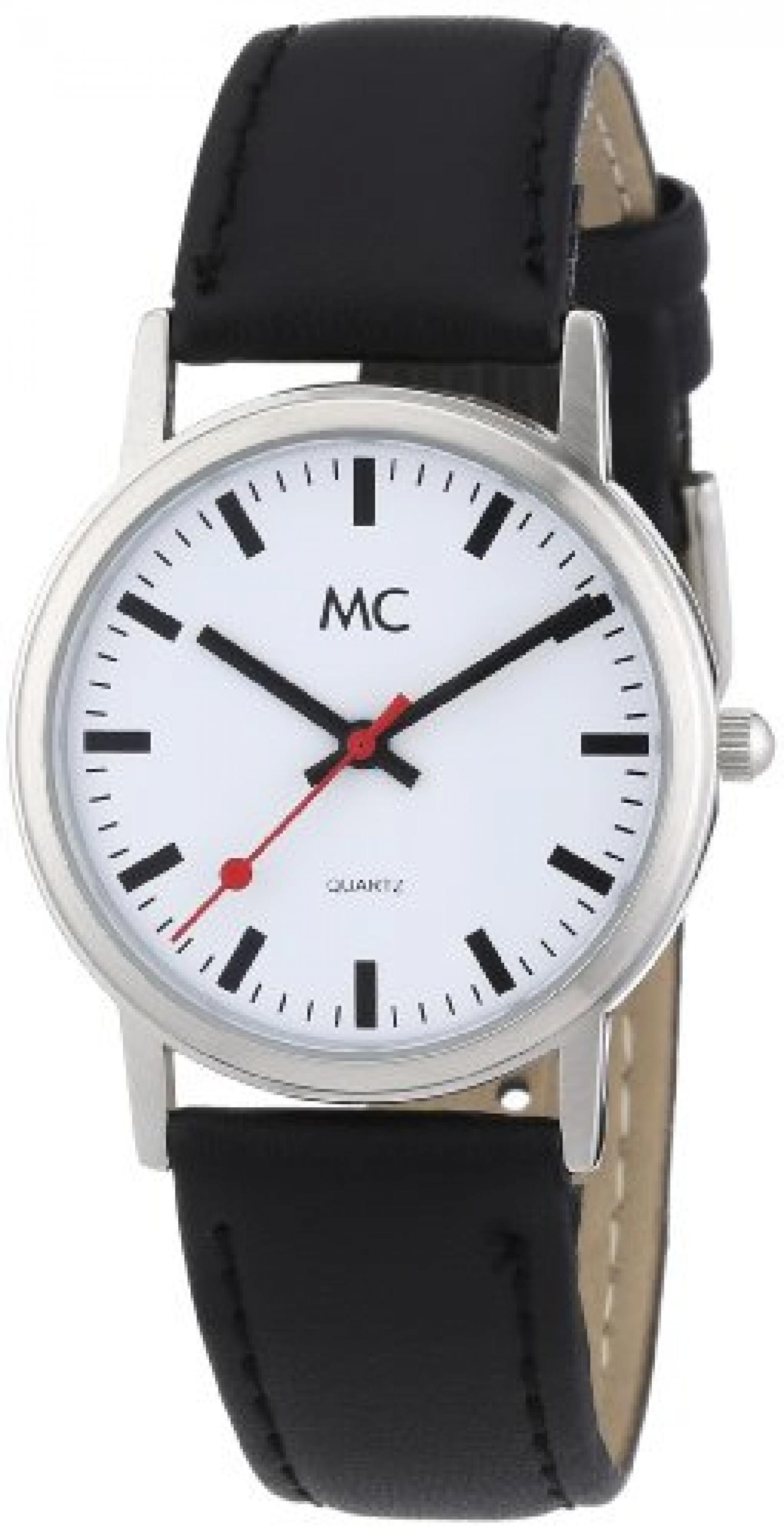 MC Timetrend Herren-Armbanduhr "Bahnhofsuhr" Analog Quarz Leder 24238 